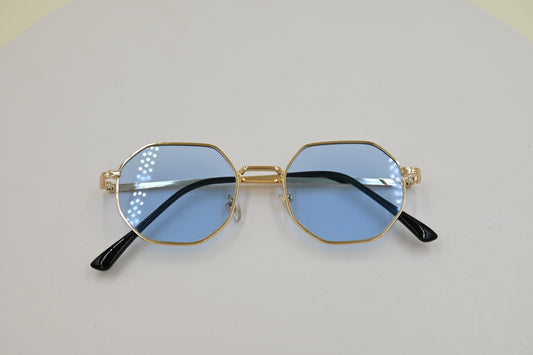 Lentes hexagonal en azul